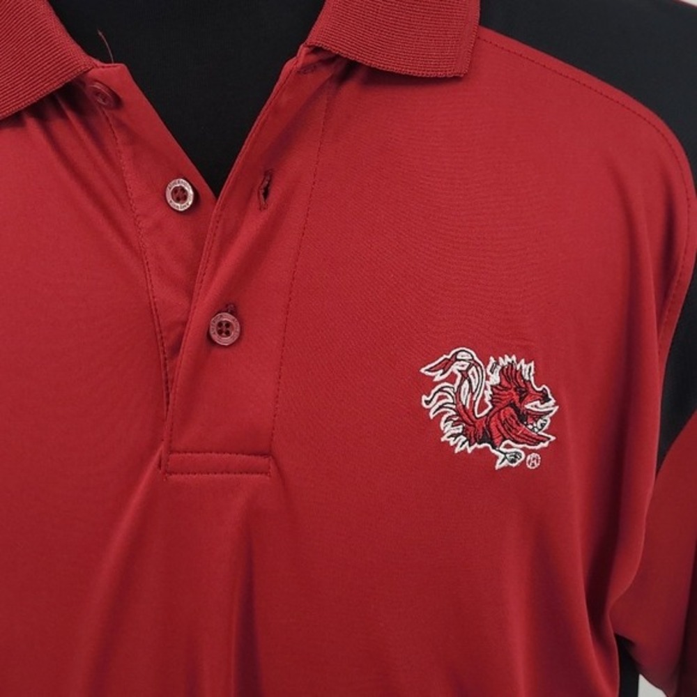 J. America South Carolina Gamecocks Polo Shirt Mens Large Red Black Mesh Sides - Picture 2 of 4